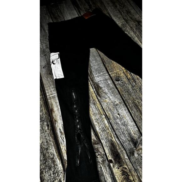 Waimea Skinny Fit Cargo Zip 2 Tone Moto Jeans Mens Size 34x32 Black Cream - Picture 11 of 12